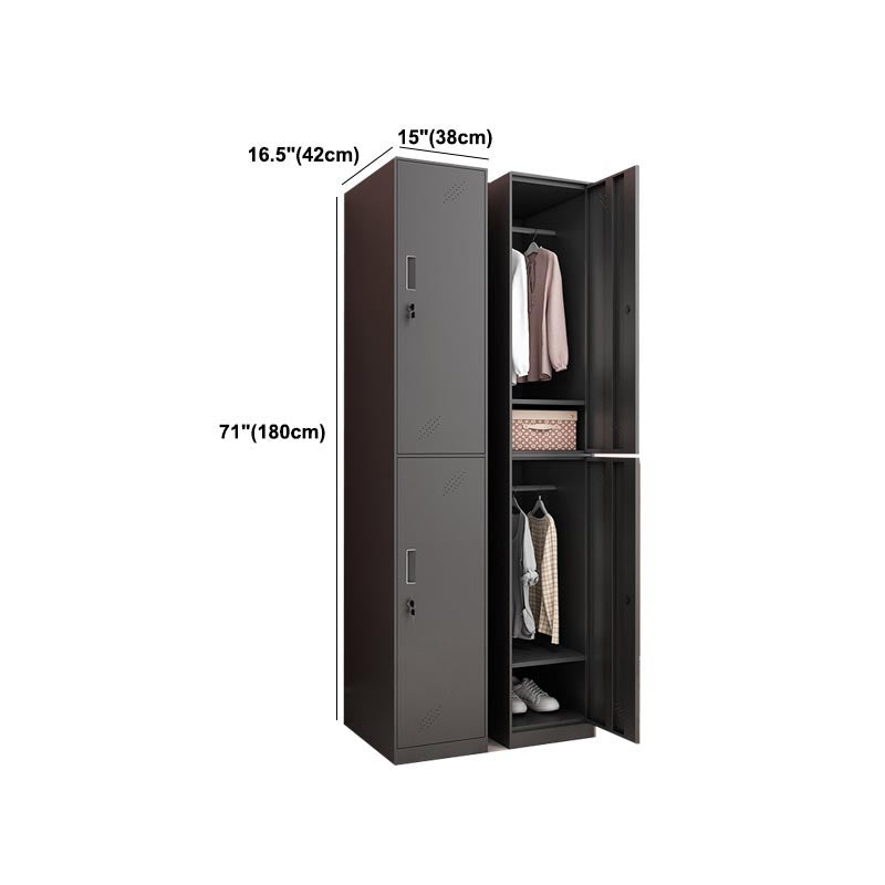 Black Metal Wardrobe Cabinet Contemporary Hinged Wardrobe Armoire Clearhalo 'Armoires & Wardrobes' 'armoires_wardrobes' 'Bedroom Furniture' 'furn' 'furn_armoires_wardrobes' 'Furniture' 5742596