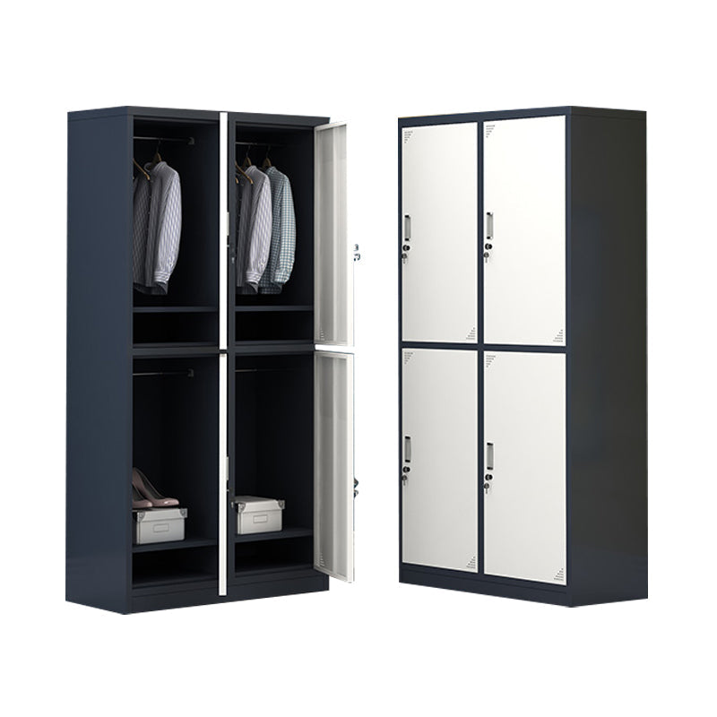 Contemporary Wardrobe Metal Freestanding Wardrobe Closet with Locks White-Gray 4 Clearhalo 'Armoires & Wardrobes' 'armoires_wardrobes' 'Bedroom Furniture' 'furn' 'furn_armoires_wardrobes' 'Furniture' 5742630