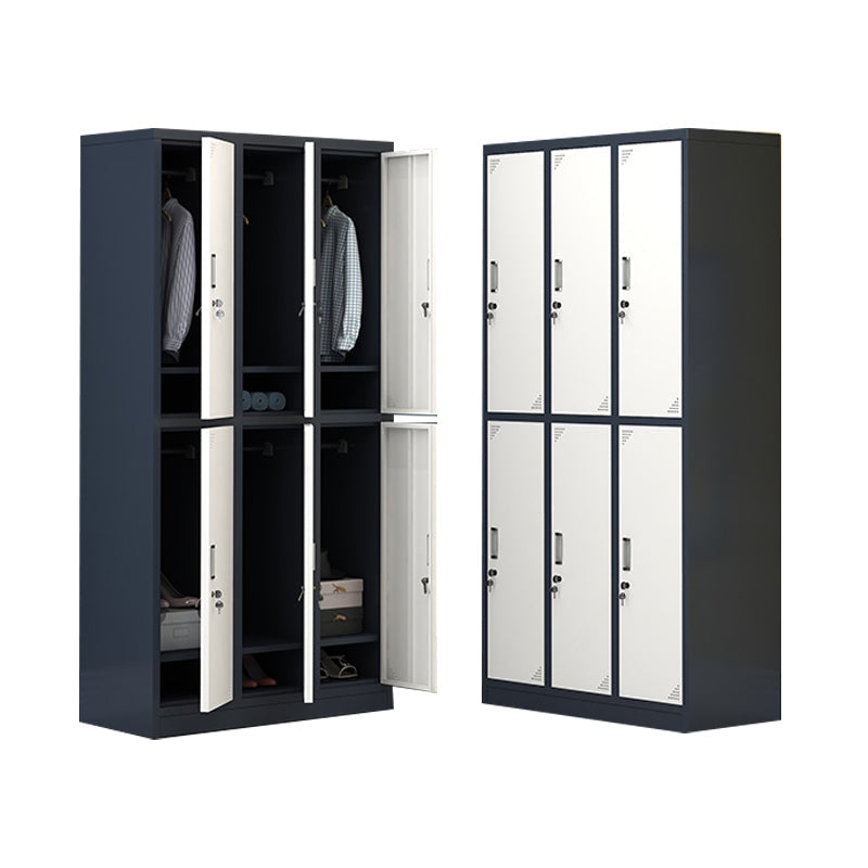 Contemporary Wardrobe Metal Freestanding Wardrobe Closet with Locks White-Gray 6 Clearhalo 'Armoires & Wardrobes' 'armoires_wardrobes' 'Bedroom Furniture' 'furn' 'furn_armoires_wardrobes' 'Furniture' 5742633