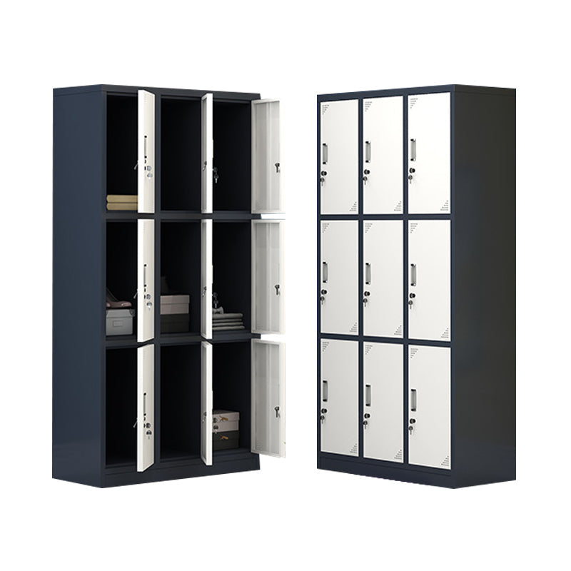 Contemporary Wardrobe Metal Freestanding Wardrobe Closet with Locks White-Gray 9 Clearhalo 'Armoires & Wardrobes' 'armoires_wardrobes' 'Bedroom Furniture' 'furn' 'furn_armoires_wardrobes' 'Furniture' 5742635