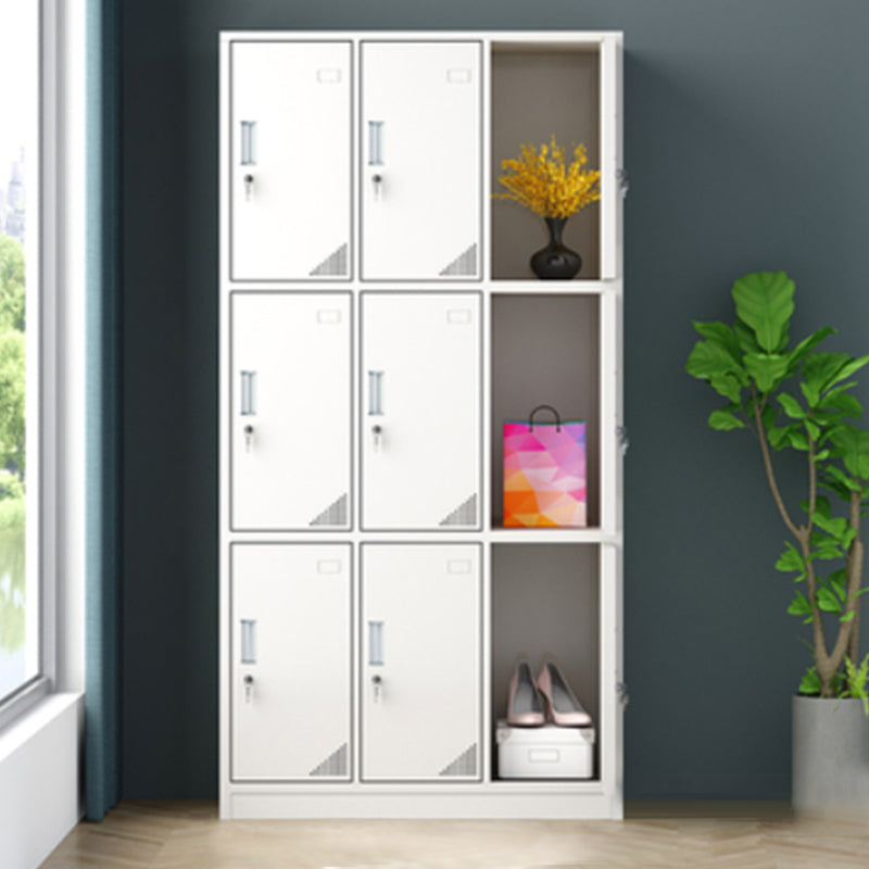 Contemporary Wardrobe Metal Freestanding Wardrobe Closet with Locks White 9 Clearhalo 'Armoires & Wardrobes' 'armoires_wardrobes' 'Bedroom Furniture' 'furn' 'furn_armoires_wardrobes' 'Furniture' 5742641
