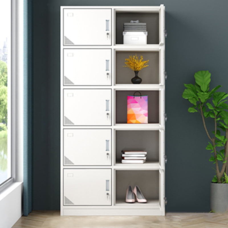 Contemporary Wardrobe Metal Freestanding Wardrobe Closet with Locks White 10 Clearhalo 'Armoires & Wardrobes' 'armoires_wardrobes' 'Bedroom Furniture' 'furn' 'furn_armoires_wardrobes' 'Furniture' 5742643