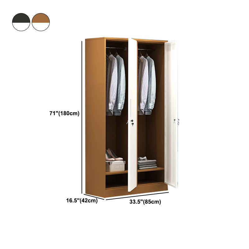 Contemporary Wardrobe Metal Freestanding Wardrobe Closet with Locks Clearhalo 'Armoires & Wardrobes' 'armoires_wardrobes' 'Bedroom Furniture' 'furn' 'furn_armoires_wardrobes' 'Furniture' 5742649