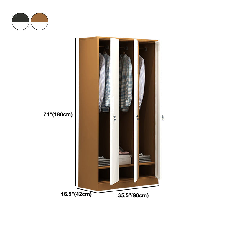 Contemporary Wardrobe Metal Freestanding Wardrobe Closet with Locks Clearhalo 'Armoires & Wardrobes' 'armoires_wardrobes' 'Bedroom Furniture' 'furn' 'furn_armoires_wardrobes' 'Furniture' 5742650