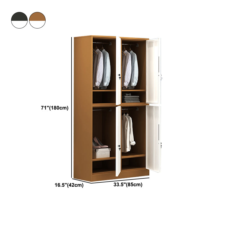 Contemporary Wardrobe Metal Freestanding Wardrobe Closet with Locks Clearhalo 'Armoires & Wardrobes' 'armoires_wardrobes' 'Bedroom Furniture' 'furn' 'furn_armoires_wardrobes' 'Furniture' 5742651