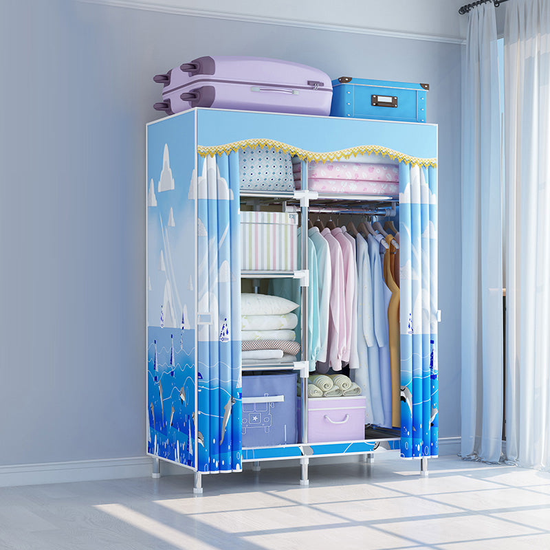 Contemporary Style Wardrobe Metal Wardrobe Closet with 1-Door 41"L x 18"W x 67"H Blue Clearhalo 'Armoires & Wardrobes' 'armoires_wardrobes' 'Bedroom Furniture' 'furn' 'furn_armoires_wardrobes' 'Furniture' 5742673