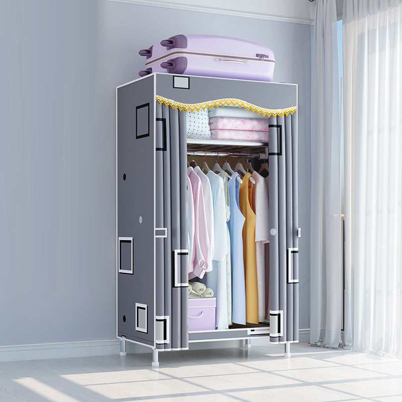 Contemporary Style Wardrobe Metal Wardrobe Closet with 1-Door 32"L x 18"W x 67"H Grey Clearhalo 'Armoires & Wardrobes' 'armoires_wardrobes' 'Bedroom Furniture' 'furn' 'furn_armoires_wardrobes' 'Furniture' 5742676