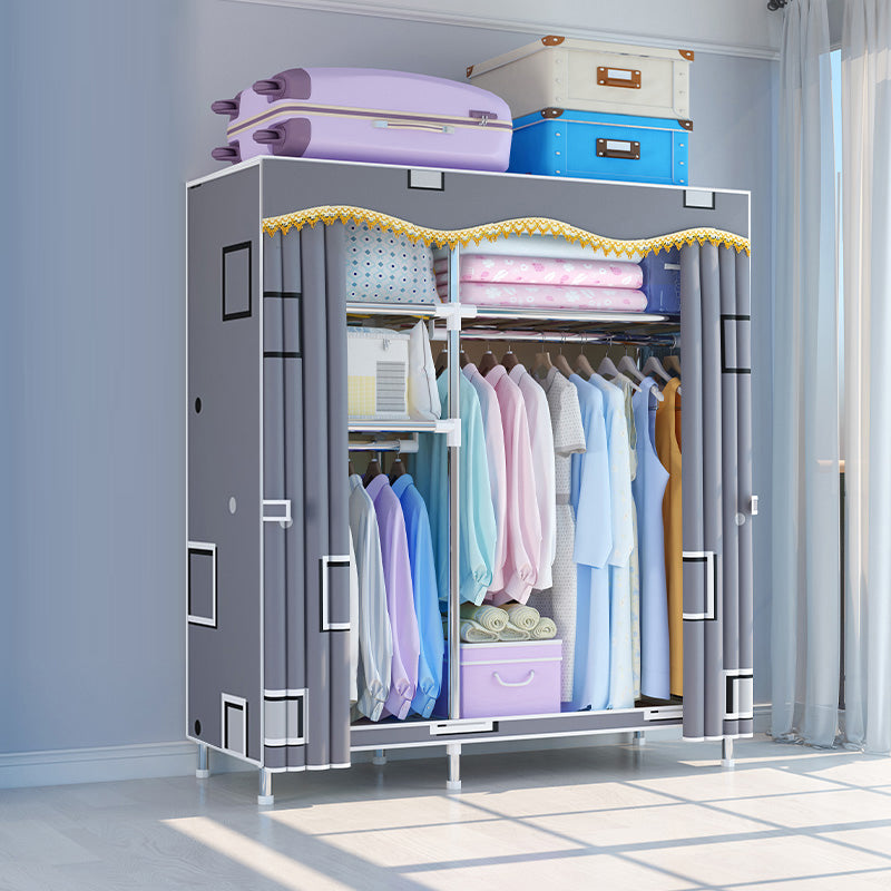 Contemporary Style Wardrobe Metal Wardrobe Closet with 1-Door 48"L x 18"W x 67"H Grey Clearhalo 'Armoires & Wardrobes' 'armoires_wardrobes' 'Bedroom Furniture' 'furn' 'furn_armoires_wardrobes' 'Furniture' 5742678