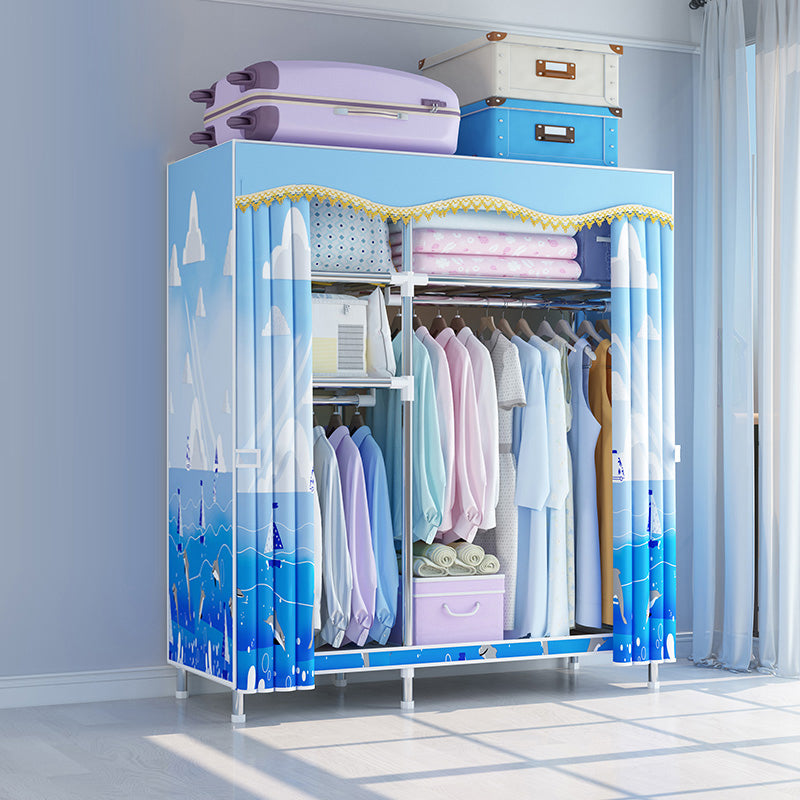 Contemporary Style Wardrobe Metal Wardrobe Closet with 1-Door 48"L x 18"W x 67"H Blue Clearhalo 'Armoires & Wardrobes' 'armoires_wardrobes' 'Bedroom Furniture' 'furn' 'furn_armoires_wardrobes' 'Furniture' 5742679