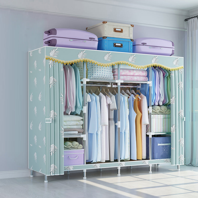 Contemporary Style Wardrobe Metal Wardrobe Closet with 1-Door 65"L x 18"W x 67"H Green Clearhalo 'Armoires & Wardrobes' 'armoires_wardrobes' 'Bedroom Furniture' 'furn' 'furn_armoires_wardrobes' 'Furniture' 5742686
