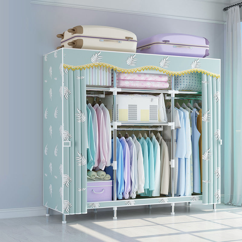 Contemporary Style Wardrobe Metal Wardrobe Closet with 1-Door 56"L x 18"W x 67"H Green Clearhalo 'Armoires & Wardrobes' 'armoires_wardrobes' 'Bedroom Furniture' 'furn' 'furn_armoires_wardrobes' 'Furniture' 5742692