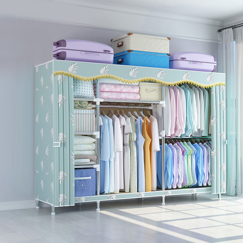 Contemporary Style Wardrobe Metal Wardrobe Closet with 1-Door 79"L x 18"W x 67"H Green Clearhalo 'Armoires & Wardrobes' 'armoires_wardrobes' 'Bedroom Furniture' 'furn' 'furn_armoires_wardrobes' 'Furniture' 5742693