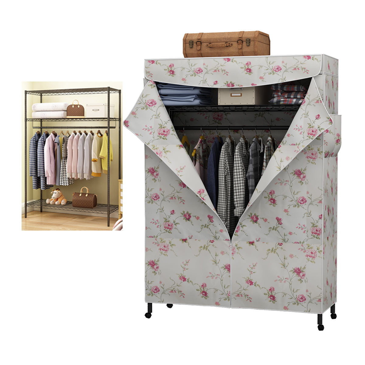 Hedendaagse stijl garderobe metaal verstelbare planken garderobe kast