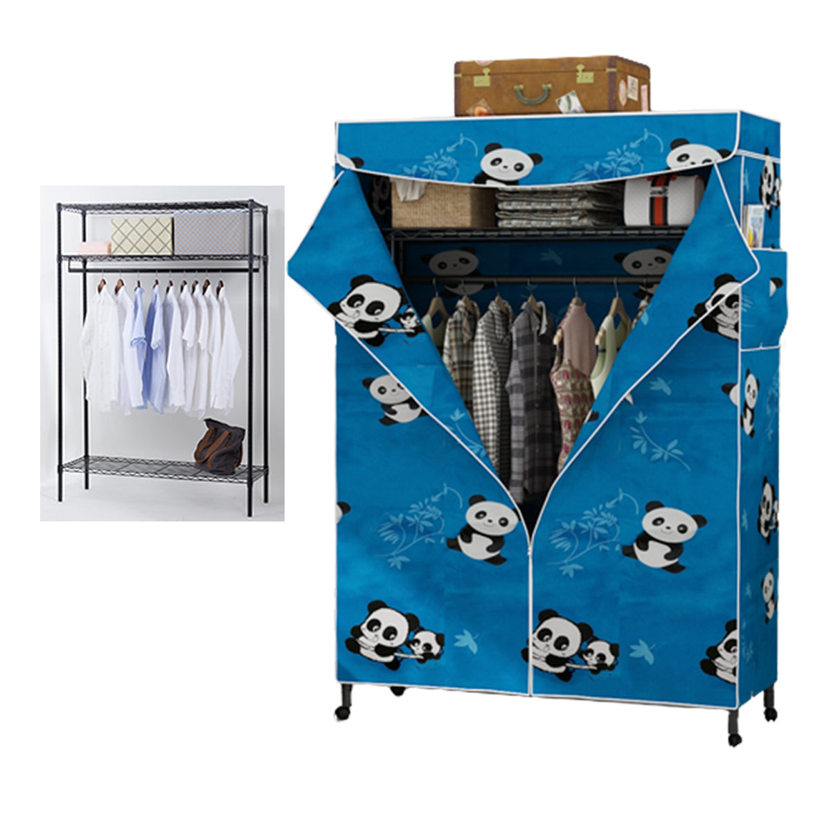 Hedendaagse stijl garderobe metaal verstelbare planken garderobe kast