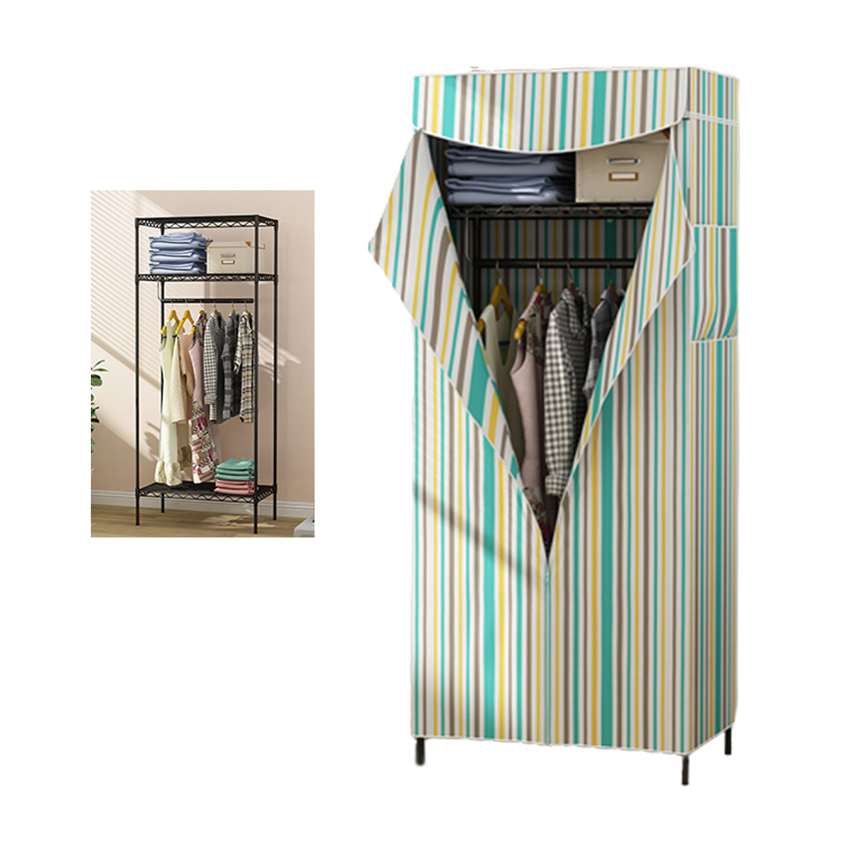 Hedendaagse stijl garderobe metaal verstelbare planken garderobe kast