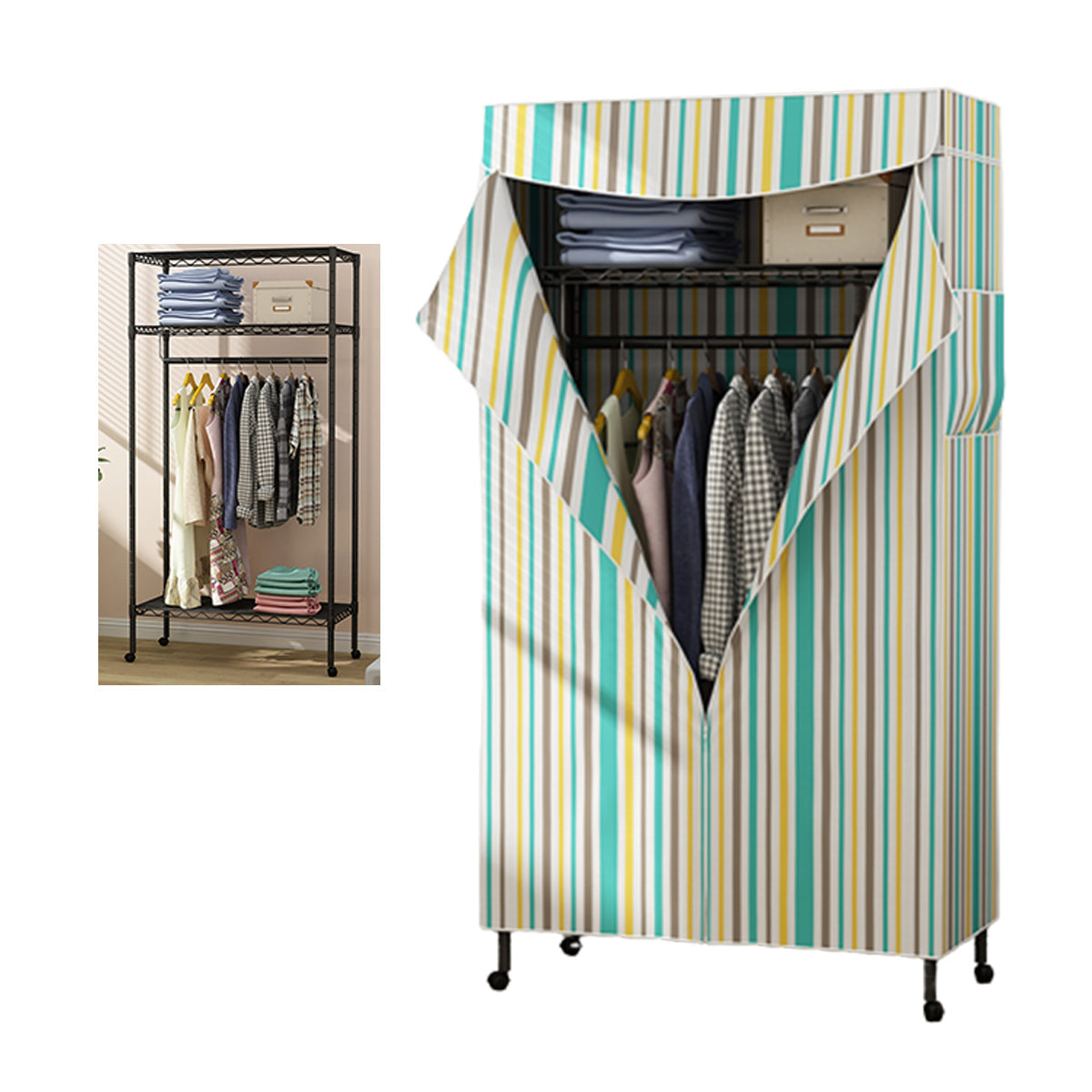 Hedendaagse stijl garderobe metaal verstelbare planken garderobe kast