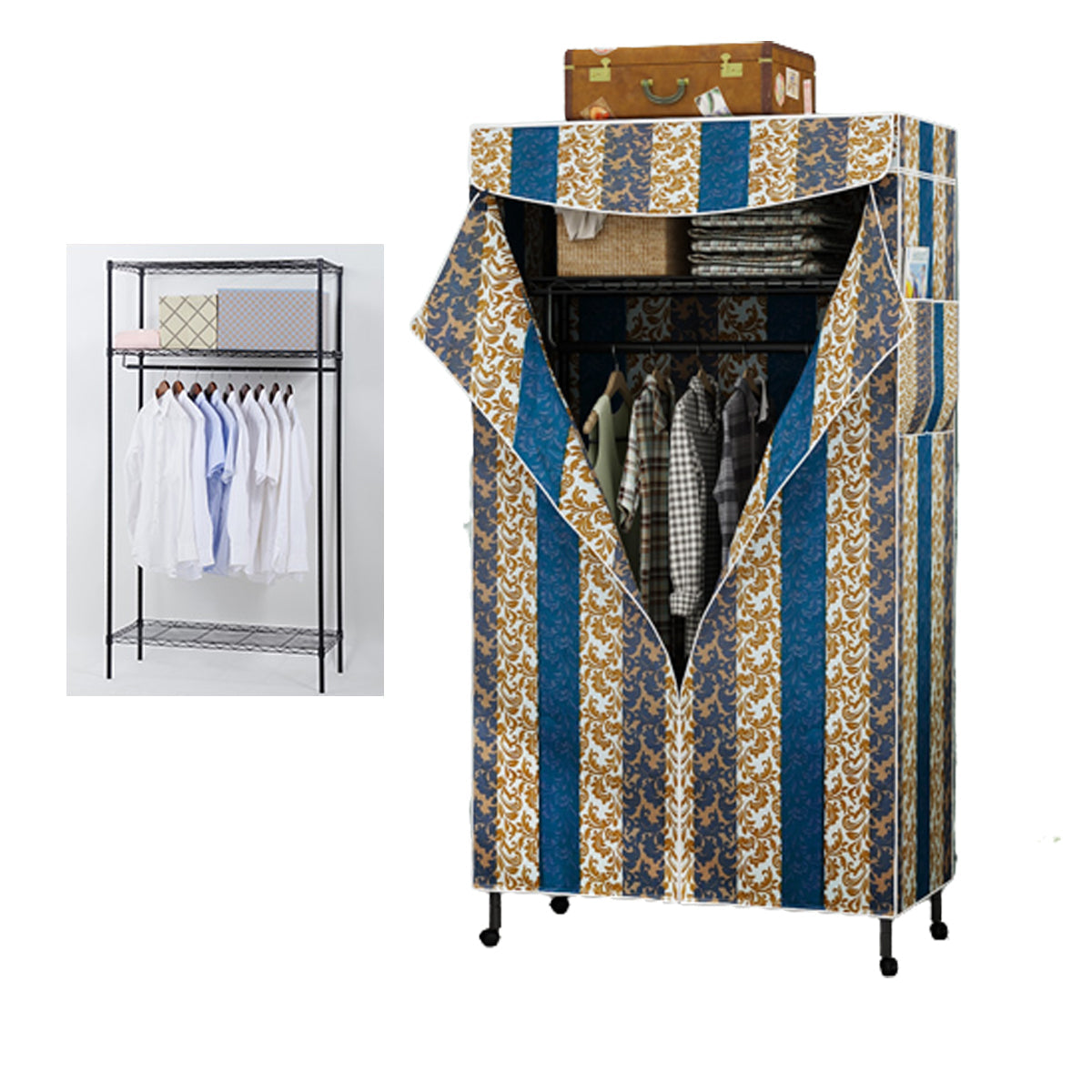 Hedendaagse stijl garderobe metaal verstelbare planken garderobe kast