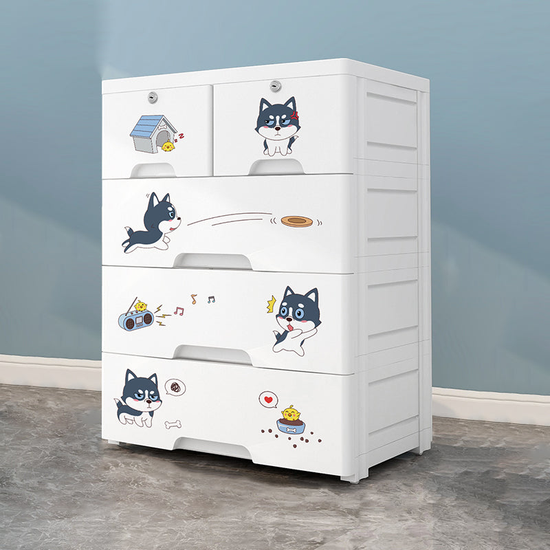 Eigentijdse garderobe witte kleur plastic garderobe kast met laden