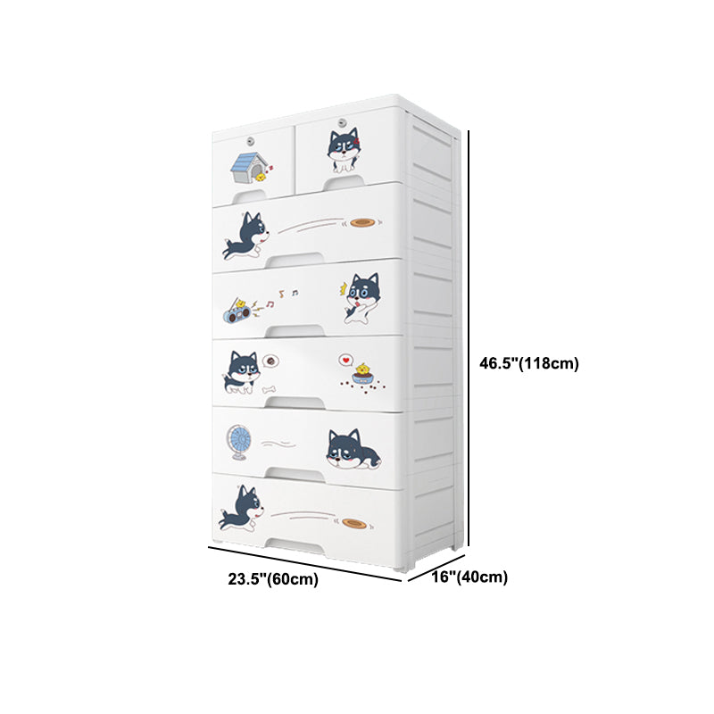 Eigentijdse garderobe witte kleur plastic garderobe kast met laden