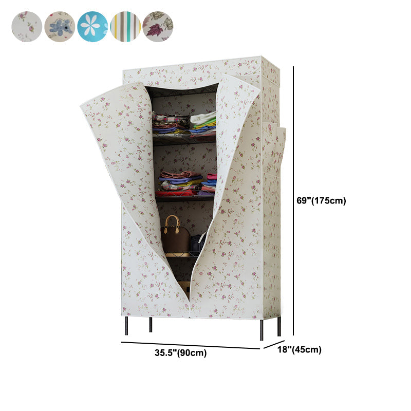 Modern Style Non-Hanging Armoire 4-Shelf Metal Wardrobe Closet