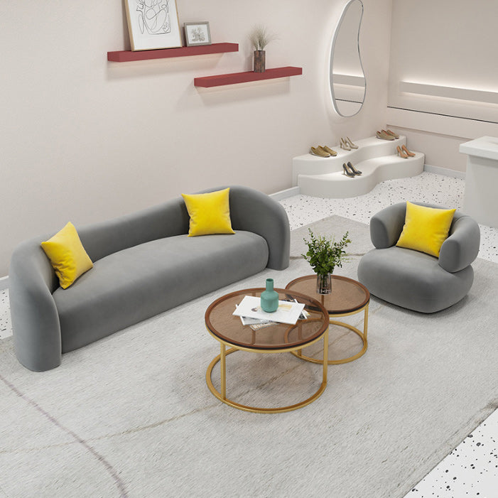 Modernes einfaches gekrümchtes Sofa 30,7 "hoher Sitzzimmer mit abgeschrägten Arm