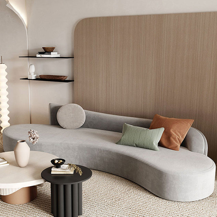 ベルベットモダンカーブドソファ39.37 "D 2羽の枕とアームレスソファ