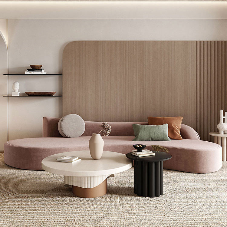 ベルベットモダンカーブドソファ39.37 "D 2羽の枕とアームレスソファ