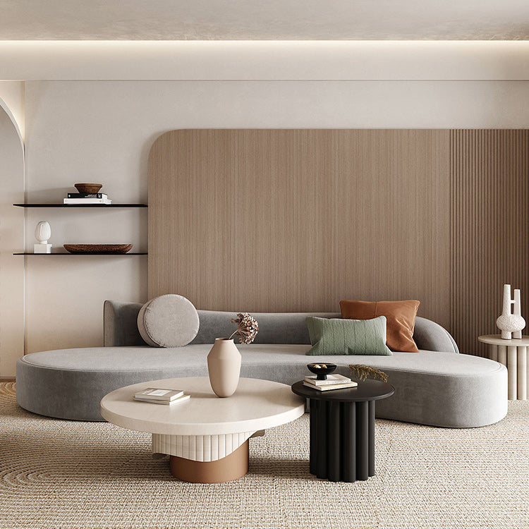 ベルベットモダンカーブドソファ39.37 "D 2羽の枕とアームレスソファ