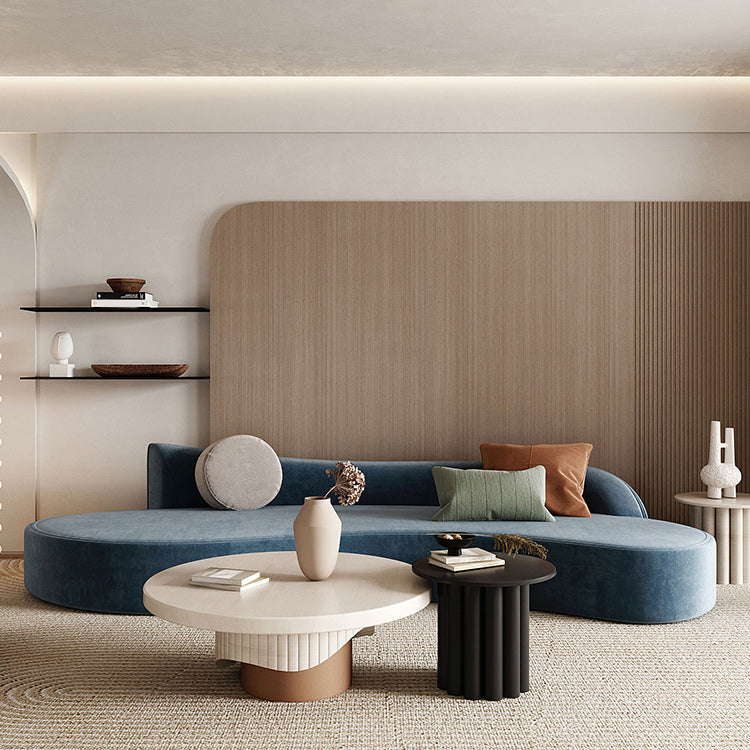 ベルベットモダンカーブドソファ39.37 "D 2羽の枕とアームレスソファ