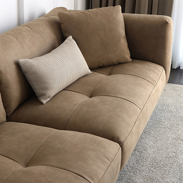 Tufted Modern Faux Leather Sofa Tuxedo Arm Cushions Sofa - 31.5" H