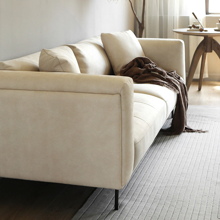 Tufted Modern Faux Leather Sofa Tuxedo Arm Cushions Sofa - 31.5" H