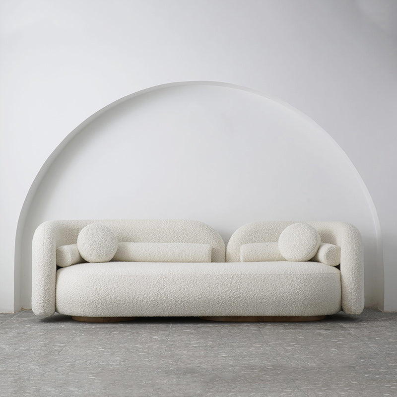 Modern Simple Wool Sofa 2/3-Seater Sloped Arm Sofa with Pillows