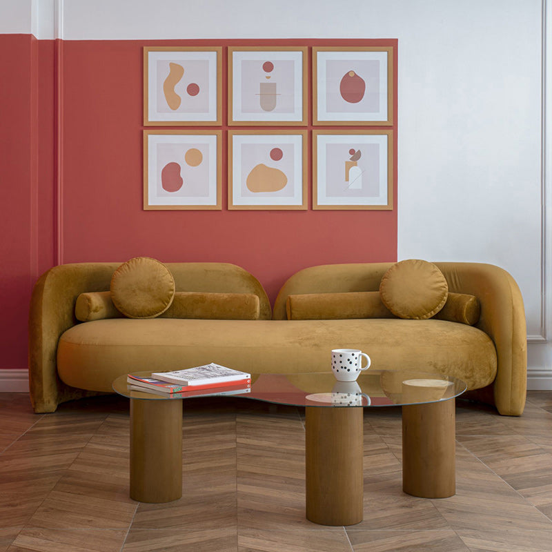 Modern Simple Wool Sofa 2/3-Seater Sloped Arm Sofa with Pillows