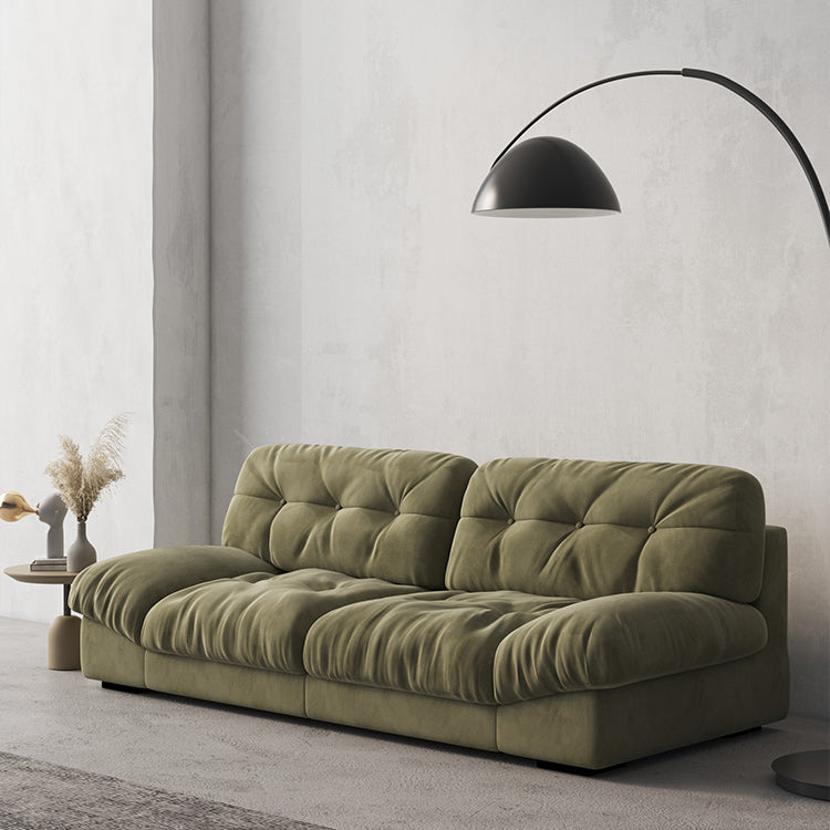 Contemporary Tufted Leather Sofa 41.34-In D Armless Living Room Sofa Green Clearhalo 'furn' 'furn_sofas' 'Furniture' 'Living Room Furniture' 'Sofa' 'sofas' 5743640
