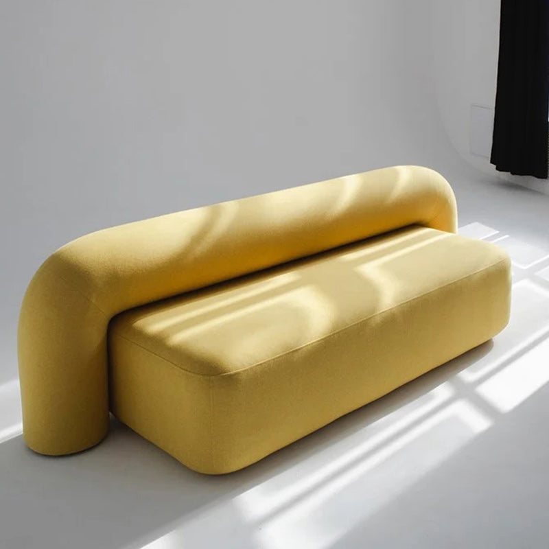 Modern Minimalist Velvet Sofa 2/3-Seater Armless Living Room Sofa Yellow Clearhalo 'furn' 'furn_sofas' 'Furniture' 'Living Room Furniture' 'Sofa' 'sofas' 5743685