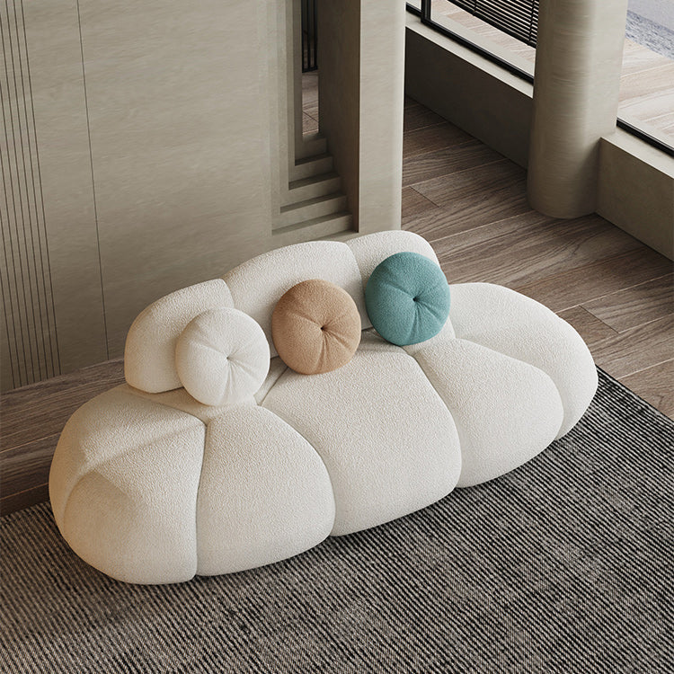 Contemporary Armless Sofa Wool Cloud-Shaped Seating in Cream Clearhalo 'furn' 'furn_sofas' 'Furniture' 'Living Room Furniture' 'Sofa' 'sofas' 5743714