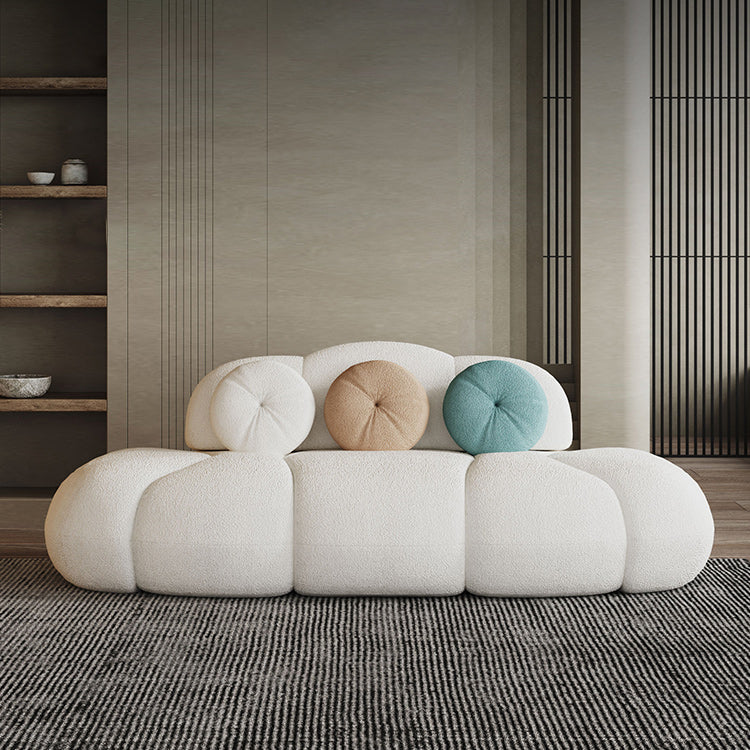 Contemporary Armless Sofa Wool Cloud-Shaped Seating in Cream Clearhalo 'furn' 'furn_sofas' 'Furniture' 'Living Room Furniture' 'Sofa' 'sofas' 5743715