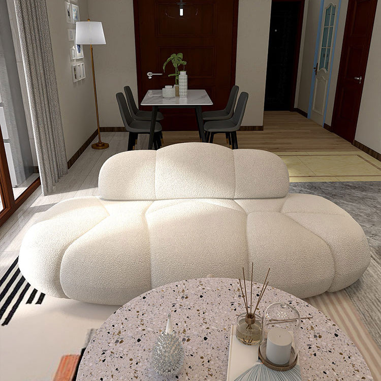 Contemporary Armless Sofa Wool Cloud-Shaped Seating in Cream Clearhalo 'furn' 'furn_sofas' 'Furniture' 'Living Room Furniture' 'Sofa' 'sofas' 5743722