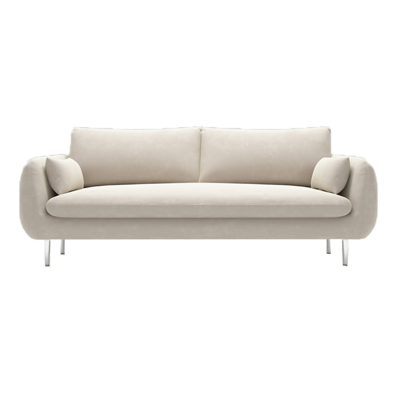 33.46" High Velvet Sofa with 2 Pillows Contemporary Square Arm Sofa
