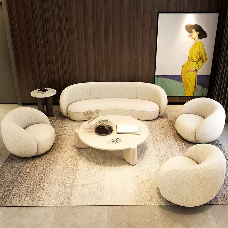 Divano curvo semplice moderno 29.53 "divano in lana inclinata H in bianco