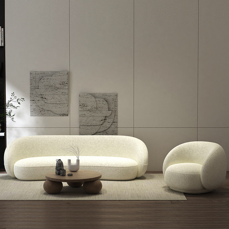 Divano curvo semplice moderno 29.53 "divano in lana inclinata H in bianco