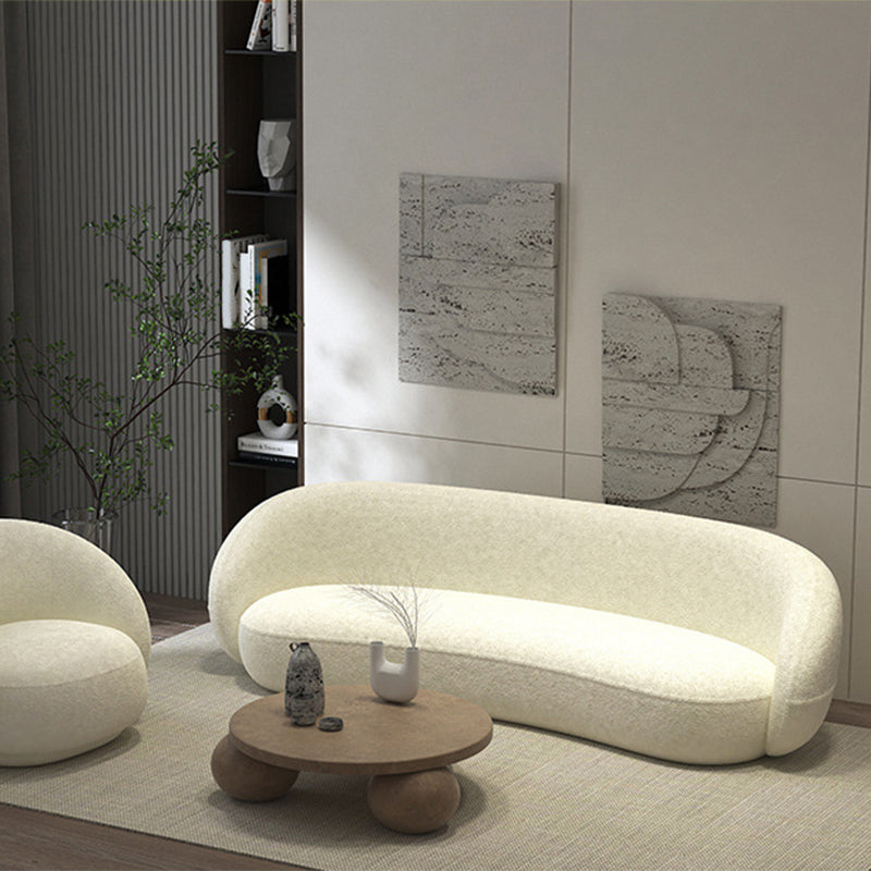 Divano curvo semplice moderno 29.53 "divano in lana inclinata H in bianco