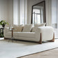 Sofá de lana blanco contemporáneo, cojines de brazo de esmoquin, sofá con almohadas