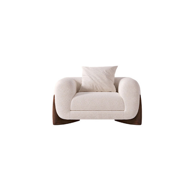 Sofá de lana blanco contemporáneo, cojines de brazo de esmoquin, sofá con almohadas