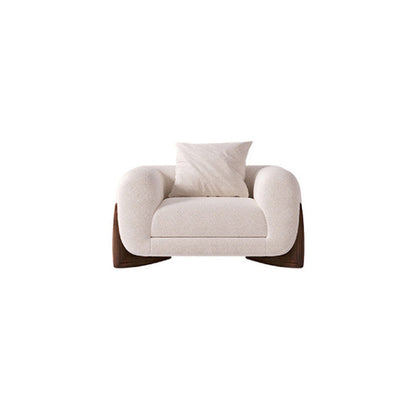 Sofá de lana blanco contemporáneo, cojines de brazo de esmoquin, sofá con almohadas