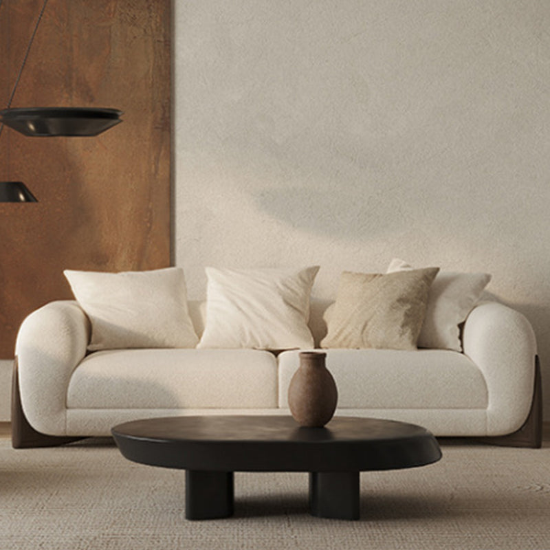 Sofá de lana blanco contemporáneo, cojines de brazo de esmoquin, sofá con almohadas