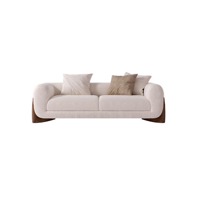 Sofá de lana blanco contemporáneo, cojines de brazo de esmoquin, sofá con almohadas