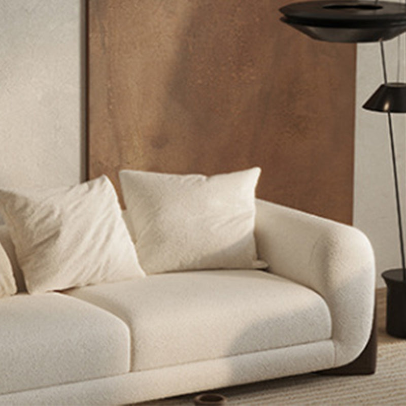 Sofá de lana blanco contemporáneo, cojines de brazo de esmoquin, sofá con almohadas