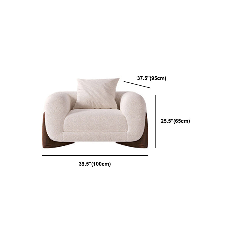 Sofá de lana blanco contemporáneo, cojines de brazo de esmoquin, sofá con almohadas