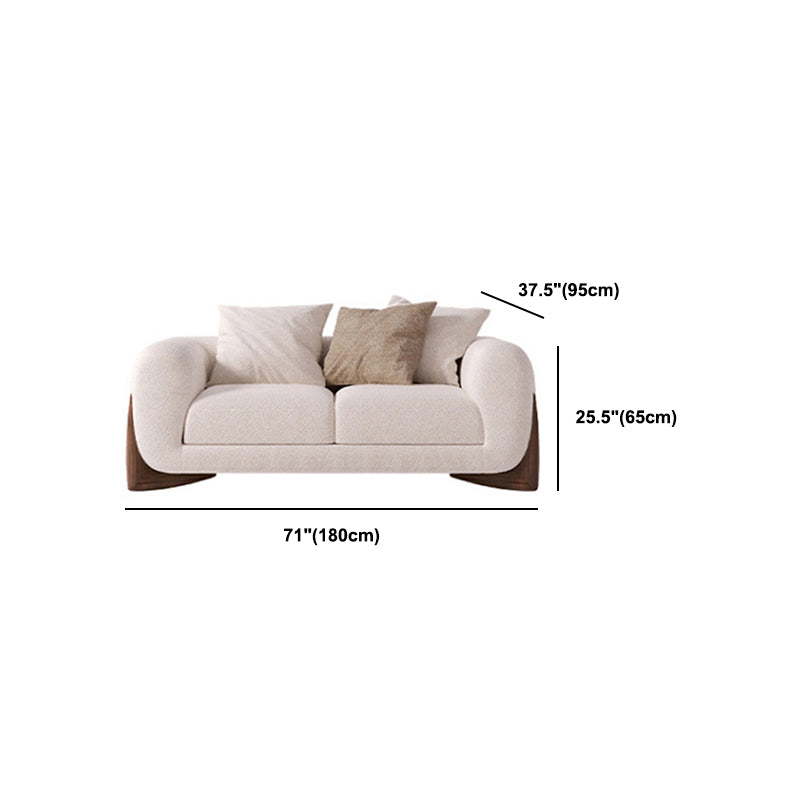 Sofá de lana blanco contemporáneo, cojines de brazo de esmoquin, sofá con almohadas